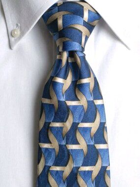 NWT/NOS! Vtg 90s FACETS Deadstock Maximalist Interlocking Wave Silk Power Tie 4"